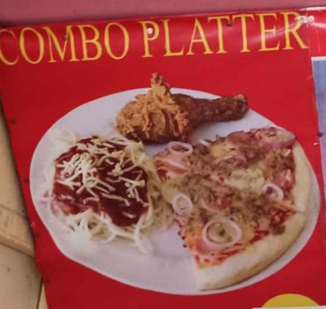 Combo Platter - 1pc Chicken, 2 Slice Pizza, 1 Spaghetti