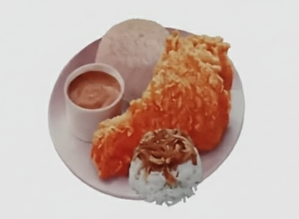 Chicken Joy w/ Rice, Gravy & Pastel plus 1Cup of Rice