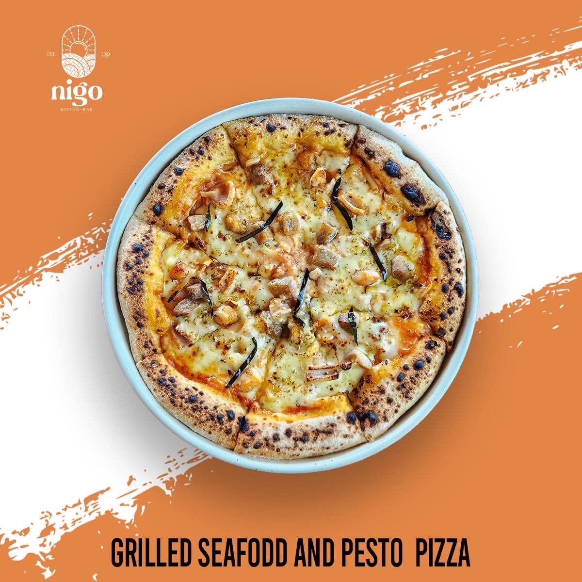 Grilled Seafood & Pesto Pizza