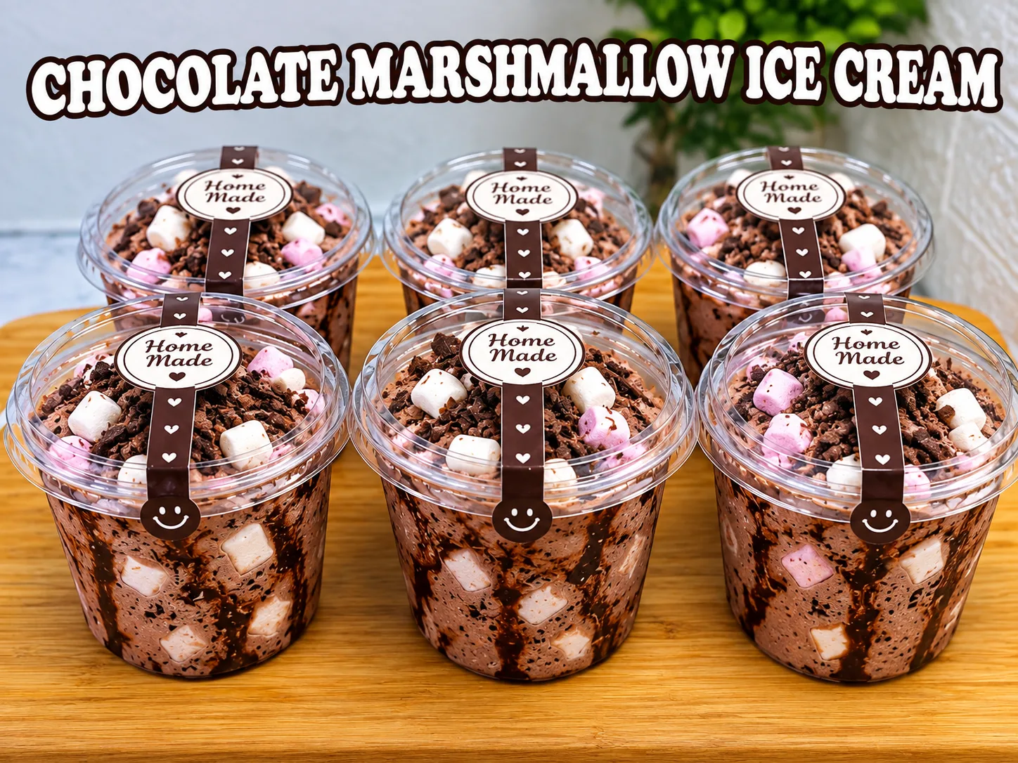 Chocolate with marshmallows ice cream