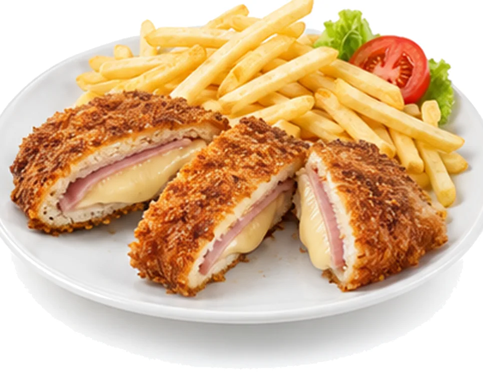 Schnitzel Cordon Bleu with French Fries